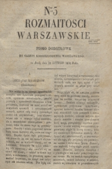 Rozmaitości Warszawskie : pismo dodatkowe do Gazety Korrespondenta Warszawskiego. 1830, Ner 5 (10 lutego)