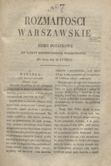 Rozmaitości Warszawskie : pismo dodatkowe do Gazety Korrespondenta Warszawskiego. 1830, Nro 7 (24 lutego)