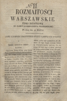 Rozmaitości Warszawskie : pismo dodatkowe do Gazety Korrespondenta Warszawskiego. 1830, Nro 11 (24 marca)