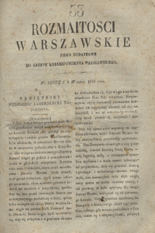 Rozmaitości Warszawskie : pismo dodatkowe do Gazety Korrespondenta Warszawskiego. 1830, nr 33 (1 września)