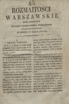 Rozmaitości Warszawskie : pismo dodatkowe do Gazety Korrespondenta Warszawskiego. 1830, nr 43 (17 listopada)