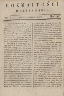 Rozmaitości Warszawskie : dodatek do Korrespondenta. 1831, Ner 7