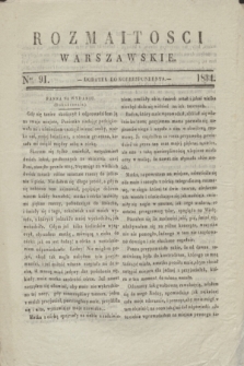 Rozmaitości Warszawskie : dodatek do Korrespondenta. 1834, Ner 91 ([11 listopada])