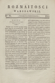 Rozmaitości Warszawskie : dodatek do Korrespondenta. 1834, Ner 93 ([18 listopada])