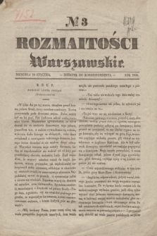 Rozmaitości Warszawskie : dodatek do Korrespondenta. 1836, № 3 (10 stycznia)