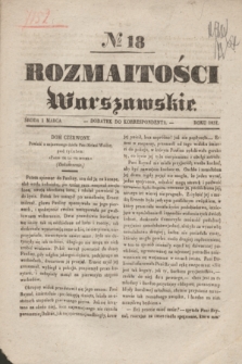 Rozmaitości Warszawskie : dodatek do Korrespondenta. 1837, № 18 (1 marca)