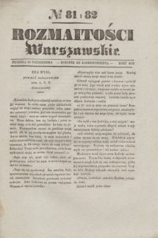 Rozmaitości Warszawskie : dodatek do Korrespondenta. 1837, № 81/82 (15 października)
