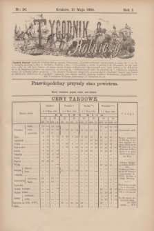 Tygodnik Rolniczy. R.1, nr 20 (10 maja 1884)