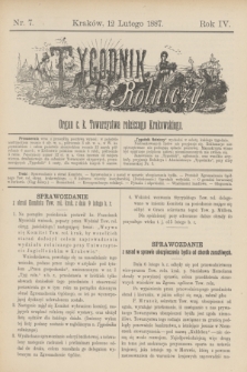 Tygodnik Rolniczy : Organ c. k. Towarzystwa rolniczego Krakowskiego. R.4, nr 7 (12 lutego 1887)