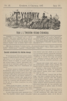 Tygodnik Rolniczy : Organ c. k. Towarzystwa rolniczego Krakowskiego. R.4, nr 23 (4 czerwca 1887)