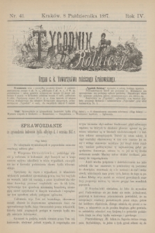 Tygodnik Rolniczy : Organ c. k. Towarzystwa rolniczego Krakowskiego. R.4, nr 41 (8 października 1887)