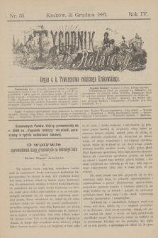 Tygodnik Rolniczy : Organ c. k. Towarzystwa rolniczego Krakowskiego. R.4, nr 53 (31 grudnia 1887)