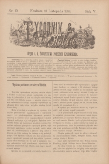 Tygodnik Rolniczy : Organ c. k. Towarzystwa rolniczego Krakowskiego. R.5, nr 45 (10 listopada 1888)