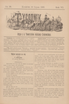 Tygodnik Rolniczy : Organ c. k. Towarzystwa rolniczego Krakowskiego. R.6, nr 28 (13 lipca 1889)