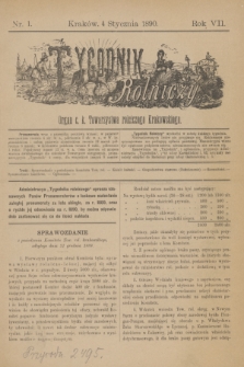 Tygodnik Rolniczy : Organ c. k. Towarzystwa rolniczego Krakowskiego. R.7, nr 1 (4 stycznia 1890)