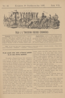 Tygodnik Rolniczy : Organ c. k. Towarzystwa rolniczego Krakowskiego. R.7, nr 42 (18 października 1890)