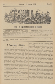 Tygodnik Rolniczy : Organ c. k. Towarzystwa rolniczego Krakowskiego. R.11, nr 11 (17 marca 1894)