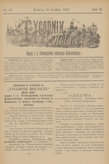 Tygodnik Rolniczy : Organ c. k. Towarzystwa rolniczego Krakowskiego. R.11, nr 52 (29 grudnia 1894)