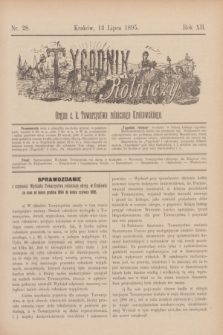 Tygodnik Rolniczy : Organ c. k. Towarzystwa rolniczego Krakowskiego. R.12, nr 28 (13 lipca 1895)