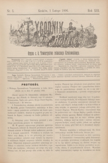 Tygodnik Rolniczy : Organ c. k. Towarzystwa rolniczego Krakowskiego. R.13, nr 5 (1 lutego 1896)