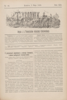 Tygodnik Rolniczy : Organ c. k. Towarzystwa rolniczego Krakowskiego. R.13, nr 18 (2 maja 1896)