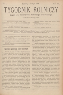 Tygodnik Rolniczy : Organ c. k. Towarzystwa Rolniczego Krakowskiego. R.15, nr 5 (4 lutego 1898)
