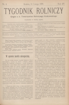 Tygodnik Rolniczy : Organ c. k. Towarzystwa Rolniczego Krakowskiego. R.15, nr 6 (11 lutego 1898)