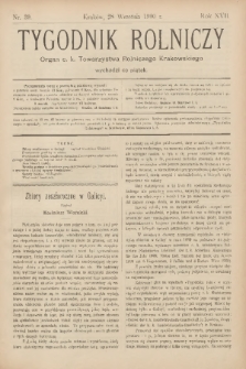 Tygodnik Rolniczy : Organ c. k. Towarzystwa Rolniczego Krakowskiego. R.17, nr 39 (28 września 1900)