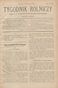 Tygodnik Rolniczy : Organ c. k. Towarzystwa Rolniczego Krakowskiego. R.18, nr 2 (11 stycznia 1901)