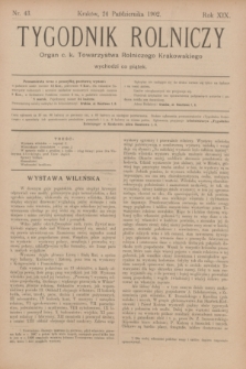 Tygodnik Rolniczy : Organ c. k. Towarzystwa Rolniczego Krakowskiego. R.19, nr 43 (24 października 1902)