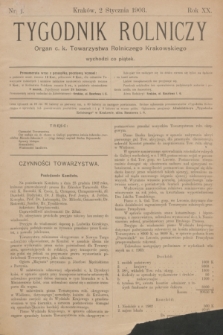 Tygodnik Rolniczy : Organ c. k. Towarzystwa Rolniczego Krakowskiego. R.20, nr 1 (2 stycznia 1903)