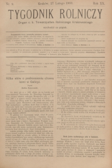 Tygodnik Rolniczy : Organ c. k. Towarzystwa Rolniczego Krakowskiego. R.20, nr 9 (27 lutego 1903)