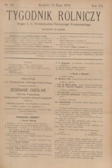 Tygodnik Rolniczy : Organ c. k. Towarzystwa Rolniczego Krakowskiego. R.20, nr 20 (15 maja 1903)