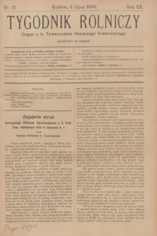 Tygodnik Rolniczy : Organ c. k. Towarzystwa Rolniczego Krakowskiego. R.20, nr 27 (3 lipca 1903)