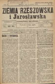 Ziemia Rzeszowska i Jarosławska : czasopismo narodowe. 1922, nr 49