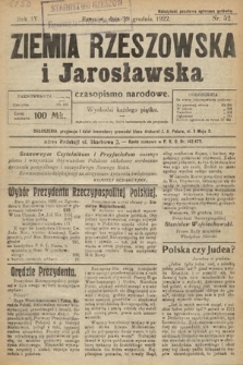 Ziemia Rzeszowska i Jarosławska : czasopismo narodowe. 1922, nr 52