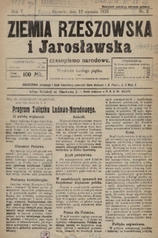 Ziemia Rzeszowska i Jarosławska : czasopismo narodowe. 1923, nr 2