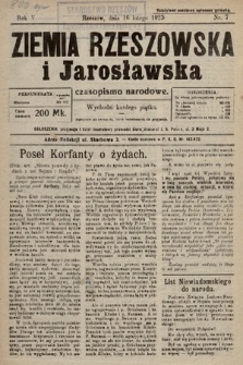 Ziemia Rzeszowska i Jarosławska : czasopismo narodowe. 1923, nr 7