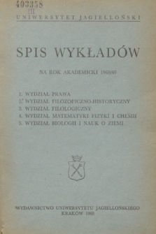 Spis Wykładów na rok akademicki 1968/69 : Wydział Prawa. 1