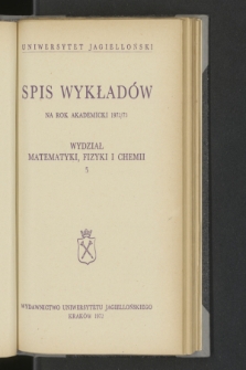 Spis Wykładów na rok akademicki 1972/73 : Wydział Matematyki, Fizyki i Chemii. 3