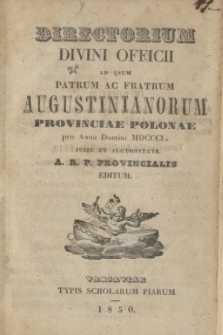 Directorium Divini Officii ad usum Patrum ac Fratrum Augustinianorum Provinciae Polonae pro Anno Domini MDCCCL