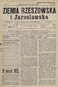 Ziemia Rzeszowska i Jarosławska : czasopismo narodowe. 1923, nr 12