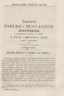 Przegląd Poznański : pismo sześciotygodniowe. T.15, Poszyt 7/8 (półrocze drugie 1852)