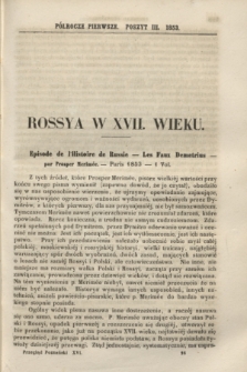 Przegląd Poznański : pismo sześciotygodniowe. T.16, Poszyt 3 (półrocze pierwsze 1853)