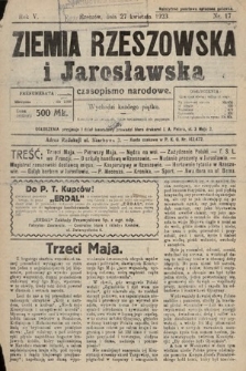 Ziemia Rzeszowska i Jarosławska : czasopismo narodowe. 1923, nr 17