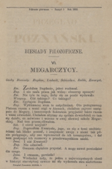 Przegląd Poznański : pismo sześciotygodniowe. T.33, Poszyt 1 (półrocze pierwsze 1862)