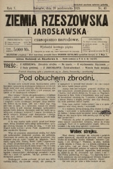 Ziemia Rzeszowska i Jarosławska : czasopismo narodowe. 1923, nr 43