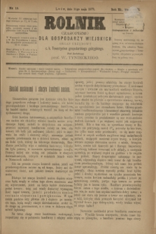 Rolnik : czasopismo dla gospodarzy wiejskich : organ urzędowy c. k. Towarzystwa gospodarskiego galicyjskiego. R.11, T.22, Nr. 10 (31 maja 1878)