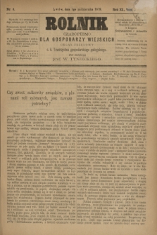 Rolnik : czasopismo dla gospodarzy wiejskich : organ urzędowy c. k. Towarzystwa gospodarskiego galicyjskiego. R.11, T.23, Nr. 6 (5 października 1878)