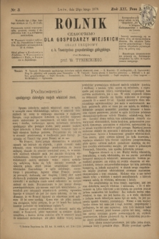 Rolnik : czasopismo dla gospodarzy wiejskich : organ urzędowy c. k. Towarzystwa gospodarskiego galicyjskiego. R.12, T.24, Nr. 3 (20 lutego 1879)